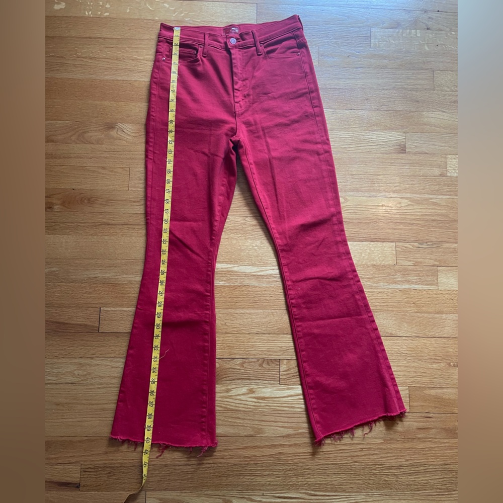MOTHER Bold Red Denim High Waisted Weekender Skimp Jeans Sz28 - Picture 10 of 12